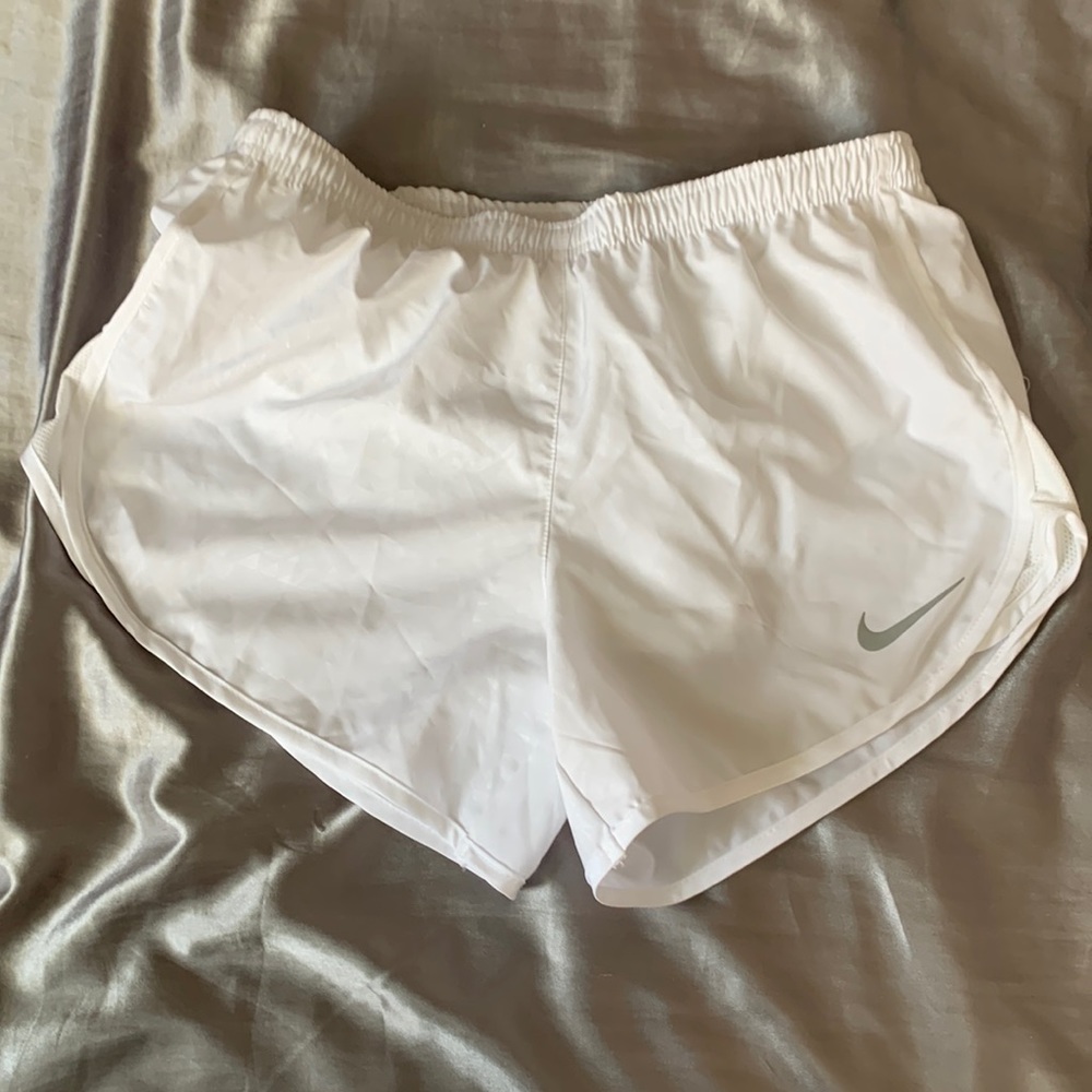 White Nike workout shorts
